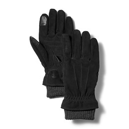 Leather Glove With Rib Knit Cuff